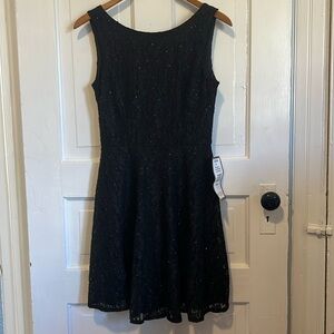 Stretch black lace mini dress NWT